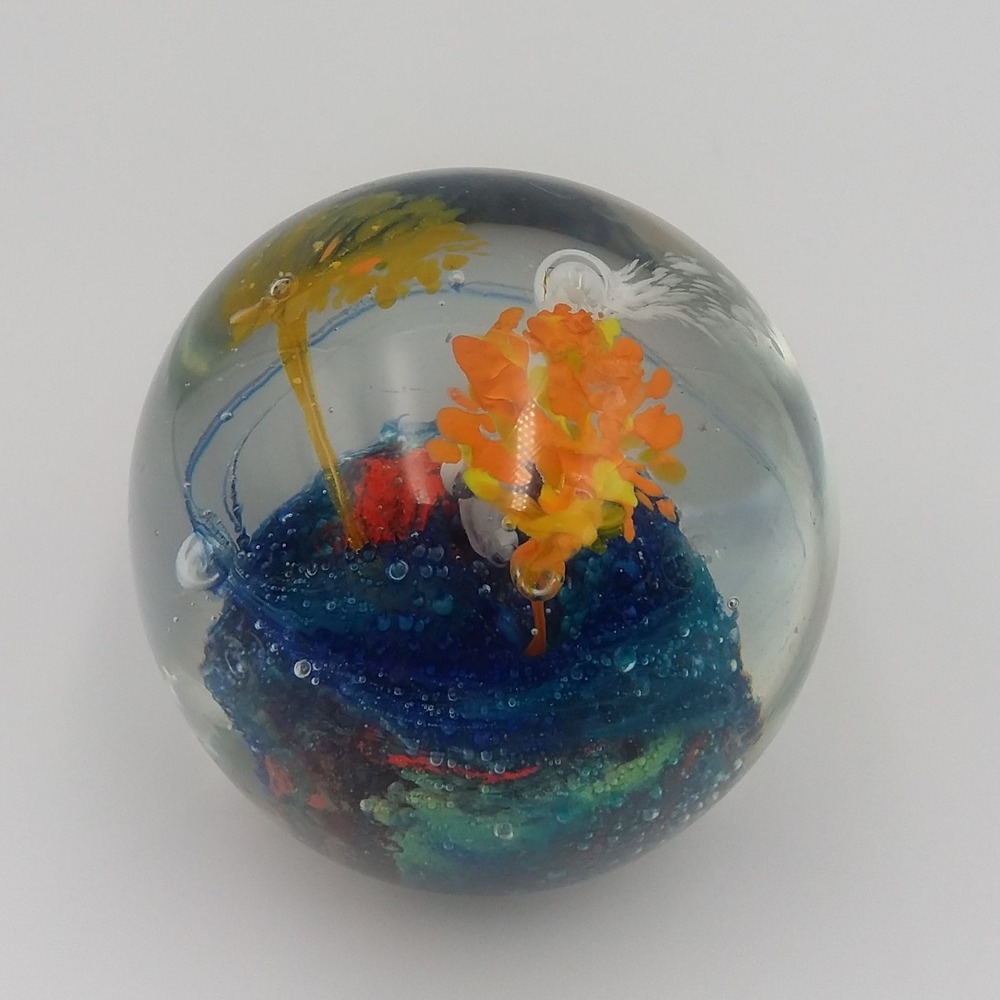Art Glass Paperweight Floral Design Colorful Home Decor Office‎ Desk Decor - Picture 2 of 7